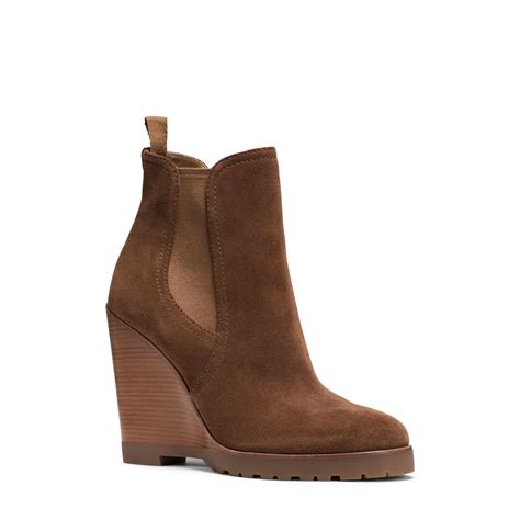 brown suede michael kors|michael kors suede wedge boots.